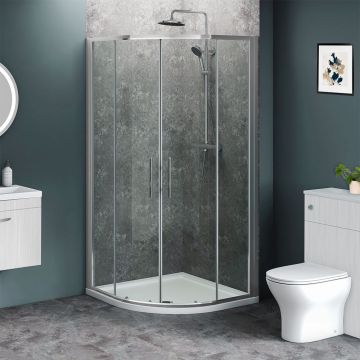 Azzio 6 Quadrant Sliding Shower Enclosure 800mm x 800mm - Chrome