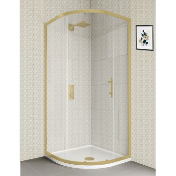 Azzio 6 Single Door Quadrant Shower Enclosure 800mm x 800mm - Brushed Brass