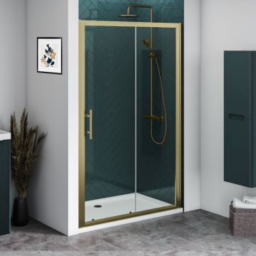 1000mm x 700mm Brass Single Sliding Door Shower Enclosure and Shower Tray