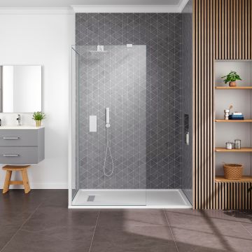 Azzio 8 Wetroom Glass Shower Screen 700mm x 1900mm - Chrome