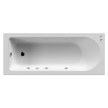 Azzio Round Single Ended 6 Jet Whirlpool Bath 1500mm x 700mm - White