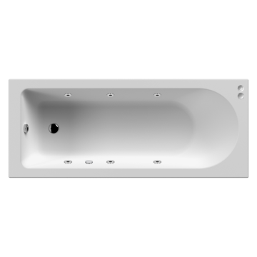 Azzio Round Single Ended 6 Jet Whirlpool Bath 1600mm x 700mm - White