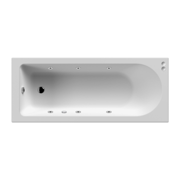 Azzio Round Single Ended 6 Jet Whirlpool Bath 1700mm x 700mm - White