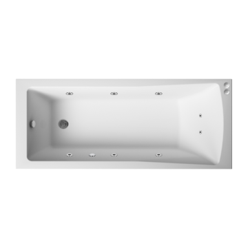 Azzio Square Single Ended 8 Jet Whirlpool Bath 1700mm x 750mm - White