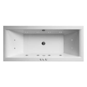 Azzio Round Double Ended 12 Jet Whirlpool Bath 1800mm x 800mm - White