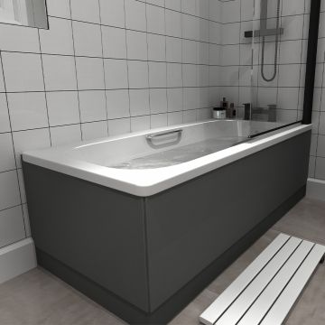 Logan Scott Erin 1500mm x 700mm 2TH Steel Bath with Grips & Legs