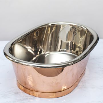 BC Designs Countertop Copper Roll Top Basin 530mm - Copper / Nickel