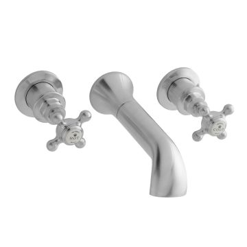 BC Designs Victrion Crosshead 3 Tap Hole Wall Bath Tap - Chrome