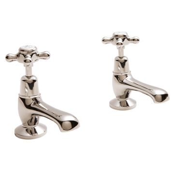 BC Designs Victrion Crosshead Basin Pillar Taps - Brushed Nickel