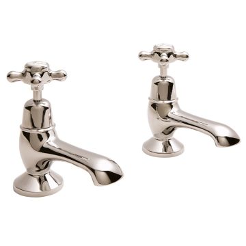 BC Designs Victrion Crosshead Bath Pillar Taps - Brushed Nickel
