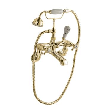 BC Designs Victrion Crosshead Wall Mounted Bath Shower Mixer Tap - Brushed Gold
