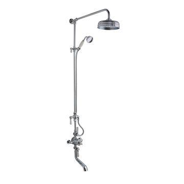 BC Designs Victrion Triple Outlet Thermostatic Shower Mixer with Riser Rail Kit, Fixed Head & Bath Spout - Chrome