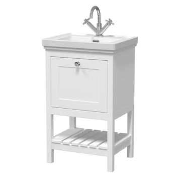 Hudson Reed Bexley 500mm Freestanding Vanity Unit & 1TH Classic Basin - Pure White