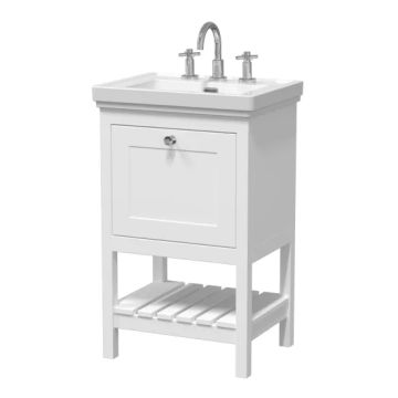 Hudson Reed Bexley 500mm Freestanding Vanity Unit & 3TH Classic Basin - Pure White