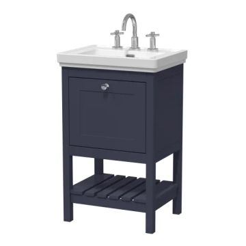 Hudson Reed Bexley 500mm Freestanding Vanity Unit & 3TH Classic Basin - Indigo Blue
