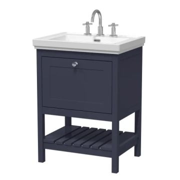 Hudson Reed Bexley 600mm Freestanding Vanity Unit & 3TH Classic Basin - Indigo Blue