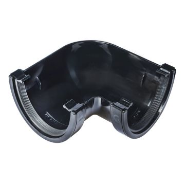 Black 114mm Half Round Deep 90 Degree Gutter Angle