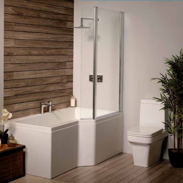 Urban Edge Carronite L Shaped Shower Bath 1675mm x 850mm - Right Hand