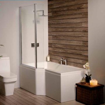 Urban Edge L Shaped Shower Bath 1675mm x 850mm - Left Hand