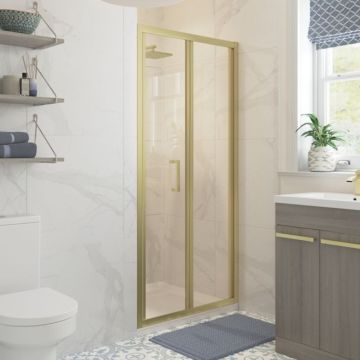 Serene Classic Easy Fit Bifold Shower Door 760mm - Brushed Brass