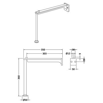 Nuie Cleaner Sink Legs & Wall Brackets - Chrome / Brushed Steel