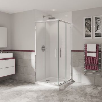 Coram Optima 6 Corner Entry Enclosure Chrome - Clear Glass - 900mm