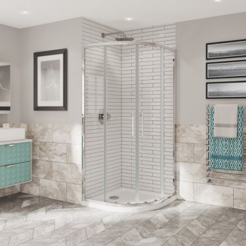 Coram Optima 6 Offset Quadrant Cubicle - Chrome - 1200mm x 900mm - Clear Glass