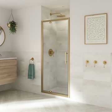 Coram Optima 6 Pivot Shower Door 760mm - Brushed Gold