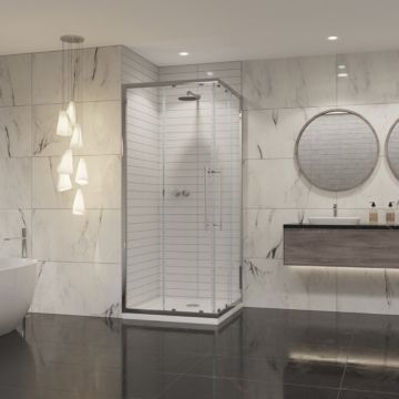 Coram Premier 8 Corner Entry Enclosure - Chrome - Clear Glass - 800mm