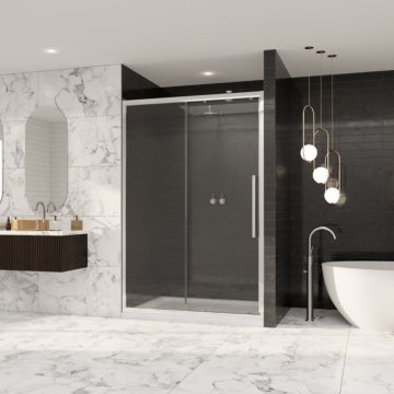 Coram Premier 8 Sliding Door - Chrome - Clear Glass - 1200mm