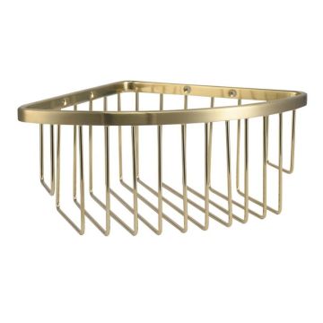 Eastbrook 205mm Wall Mounted 1 Tier Corner Basket - Brushed Brass