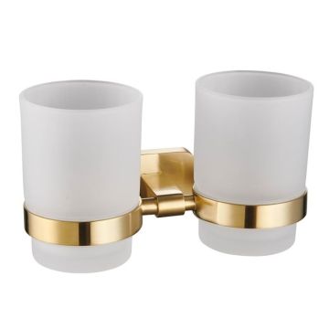 Eastbrook Asti Wall Mounted Double Tumbler Holder - Brushed Brass