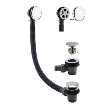 Eastbrook Bath Push Button Waste & Overflow - Chrome