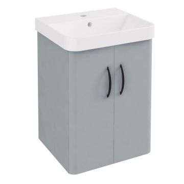 Eastbrook Cavone II 400mm Wall Hung 2 Door Unit & Ceramic Basin - Grey
