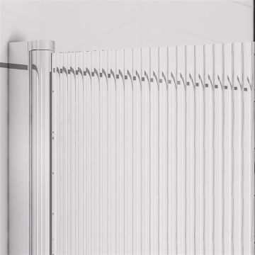 Eastbrook Fluted Glass 6mm Straight Hinged Bath Screen 1400mm x 800mm Left Hand - Chrome