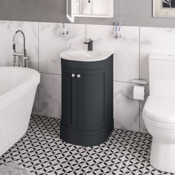 Eastbrook Hardwick Traditional 500mm 2-Door Vanity Unit with Basin - Matt Anthracite