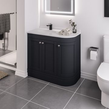 Eastbrook Hardwick Traditional 900mm 3-Door Left-Hand Corner Vanity Unit with Basin - Matt Anthracite