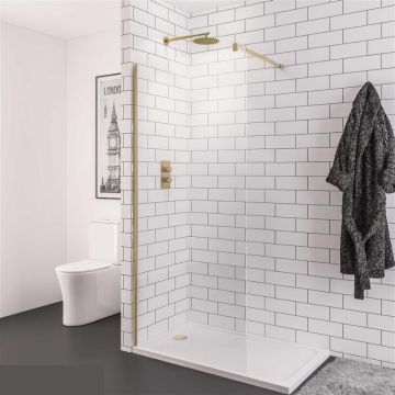 Eastbrook Vantage 2000 Walk-In Wetroom Shower Screen 500mm - Brushed Brass
