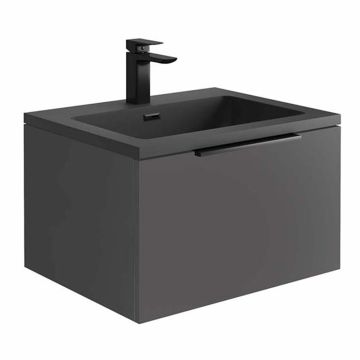 Ella Rowe Mignon 600mm LED Drawer Wall Hung Vanity Unit & Basin - Matt Grey
