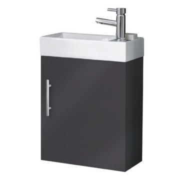 Ella Rowe Vivant 400mm Wall Mounted Cloakroom Vanity Unit & Basin - Gloss Anthracite