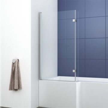 Empire L Shaped Hinged Bath Screen 1400mm x 800mm - Silver 