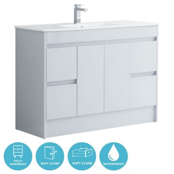 Eternia Adelaide Waterproof 1200mm Freestanding Basin Unit With Basin - Light Grey