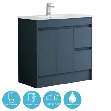 Eternia Adelaide Waterproof 900mm Freestanding Basin Unit With Basin - Dark Grey