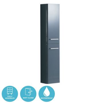 Eternia Byron Waterproof 300mm 2 Door Wall Hung Tall Unit - Dark Grey