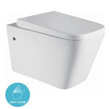 Eternia Fraser Square Wall Hung Toilet With UF Soft Close Seat