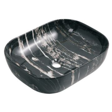 Eternia 500mm Rectangular Countertop Basin - Black Marble