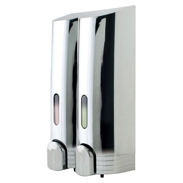 Euroshowers Tall Round Wall Mounted Double Soap Dispenser - Chrome 
