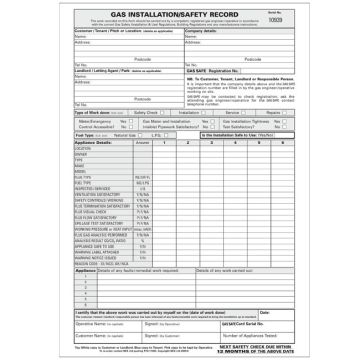 Gas Installation Safety Certificate x 25