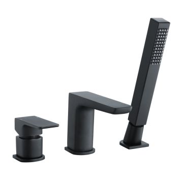 Darwin 3 Tap Hole Deck Mounted Bath Shower Mixer - Matt Black
