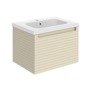 Serene Helmsley 615mm Wall Hung 1 Drawer Vanity Unit & Basin - Matt Cotton